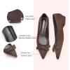 C.Paravano Women’s Suede Bow Knot Ballet Flats Pointed Toe Slip-On Comfort Shoes for Casual & Formal Wear(Chocolate A1)