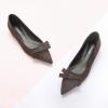 C.Paravano Women’s Suede Bow Knot Ballet Flats Pointed Toe Slip-On Comfort Shoes for Casual & Formal Wear(Chocolate A1)