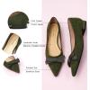 C.Paravano Women’s Suede Bow Knot Ballet Flats Pointed Toe Slip-On Comfort Shoes for Casual & Formal Wear(Green A1)