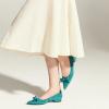 C.Paravano Women’s Suede Bow Knot Ballet Flats Pointed Toe Slip-On Comfort Shoes for Casual & Formal Wear(Green A1)