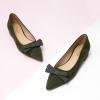 C.Paravano Women’s Suede Bow Knot Ballet Flats Pointed Toe Slip-On Comfort Shoes for Casual & Formal Wear(Green A1)