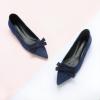 C.Paravano Women’s Suede Bow Knot Ballet Flats Pointed Toe Slip-On Comfort Shoes for Casual & Formal Wear(Navy A1)