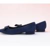 C.Paravano Women’s Suede Bow Knot Ballet Flats Pointed Toe Slip-On Comfort Shoes for Casual & Formal Wear(Navy A1)