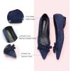 C.Paravano Women’s Suede Bow Knot Ballet Flats Pointed Toe Slip-On Comfort Shoes for Casual & Formal Wear(Navy A1)