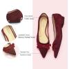 C.Paravano Women’s Suede Bow Knot Ballet Flats Pointed Toe Slip-On Comfort Shoes for Casual & Formal Wear(Red A1)