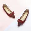 C.Paravano Women’s Suede Bow Knot Ballet Flats Pointed Toe Slip-On Comfort Shoes for Casual & Formal Wear(Red A1)