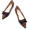 C.Paravano Women’s Suede Bow Knot Ballet Flats Pointed Toe Slip-On Comfort Shoes for Casual & Formal Wear(A1 Leopard)