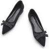 C.Paravano Women’s Suede Bow Knot Ballet Flats Pointed Toe Slip-On Comfort Shoes for Casual & Formal Wear(Black A1)