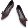 C.Paravano Women’s Suede Bow Knot Ballet Flats Pointed Toe Slip-On Comfort Shoes for Casual & Formal Wear(Chocolate A1)