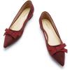 C.Paravano Women’s Suede Bow Knot Ballet Flats Pointed Toe Slip-On Comfort Shoes for Casual & Formal Wear(Red A1)