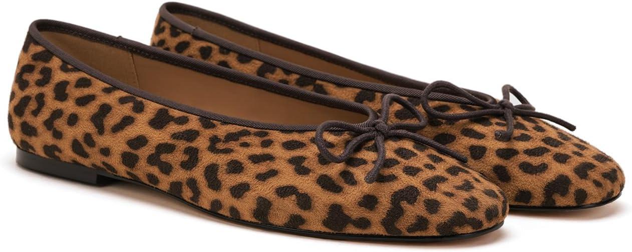 image:imageCParavano Genuine Leather Ballet Flats Shoes for Women Ballerina Flats Round Toe Shoes Dressy Shoes for WomenLeopard