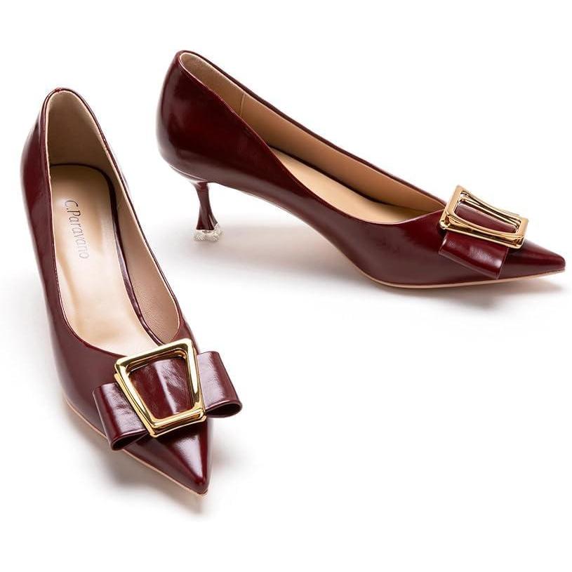 image:imageCParavano Pumps Shoes Women Kitten Heels Low Heel Dress Shoes for Women Pointed Toe Heels SpringSummer EventsRedSize 95