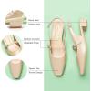 C.Paravano Slingback Flats | Women’s Flats | Beige Block Heel | Low Heel for Women(Beige)