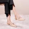 C.Paravano Slingback Flats | Women’s Flats | Beige Block Heel | Low Heel for Women(Beige)