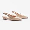C.Paravano Slingback Flats | Women’s Flats | Beige Block Heel | Low Heel for Women(Beige)