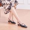 C.Paravano Slingback Flats | Women’s Flats | Beige Block Heel | Low Heel for Women(Black)
