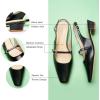 C.Paravano Slingback Flats | Women’s Flats | Beige Block Heel | Low Heel for Women(Black)