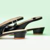 C.Paravano Slingback Flats | Women’s Flats | Beige Block Heel | Low Heel for Women(Black)