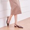 C.Paravano Slingback Flats | Women’s Flats | Beige Block Heel | Low Heel for Women(Dark Brown)