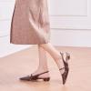 C.Paravano Slingback Flats | Women’s Flats | Beige Block Heel | Low Heel for Women(Dark Brown)