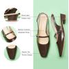 C.Paravano Slingback Flats | Women’s Flats | Beige Block Heel | Low Heel for Women(Dark Brown)