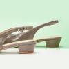 C.Paravano Slingback Flats | Women’s Flats | Beige Block Heel | Low Heel for Women(Grey)