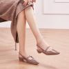 C.Paravano Slingback Flats | Women’s Flats | Beige Block Heel | Low Heel for Women(Grey)