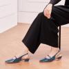 C.Paravano Slingback Flats | Women’s Flats | Beige Block Heel | Low Heel for Women(Peacock Blue)