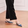 C.Paravano Slingback Flats | Women’s Flats | Beige Block Heel | Low Heel for Women(Peacock Blue)
