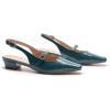 C.Paravano Slingback Flats | Women’s Flats | Beige Block Heel | Low Heel for Women(Peacock Blue)