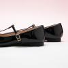 C.Paravano Women’s Mary Jane Flats | Comfortable Square Toe Ballet Flats | Mary Jane Shoes with Strap | Casual Dress Flat Black Shoes for Work Party or Walking (Size 11.5,Black)