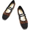 C.Paravano Mary Janes for Women | Ballet Flats | Womens Flats | Square Toe Flats for Women(Leopard)
