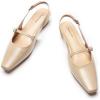 C.Paravano Slingback Flats | Women’s Flats | Beige Block Heel | Low Heel for Women(Beige)