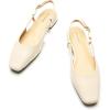 C.Paravano Slingback Flats | Women’s Slingback Shoes | Low Heels | Square Toe Flat | Sandals Women | Block Heel Slingback Sandals(Size 11,Ivory)