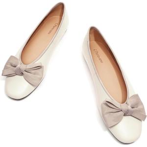 C.Paravano Genuine Leather Ballet Flats Shoes for Women | Ballerina Flats | | Round Toe Shoes | Dressy Shoes for Women(Ivory)