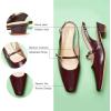 C.Paravano Slingback Flats | Women’s Flats | Beige Block Heel | Low Heel for Women(Red/Brown)