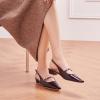 C.Paravano Slingback Flats | Women’s Flats | Beige Block Heel | Low Heel for Women(Red/Brown)