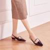 C.Paravano Slingback Flats | Women’s Flats | Beige Block Heel | Low Heel for Women(Red/Brown)