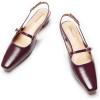C.Paravano Slingback Flats | Women’s Flats | Beige Block Heel | Low Heel for Women(Red/Brown)
