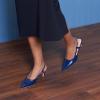 C.Paravano Kitten Heels for Women | Low Heel | Slingback Heels for Women | Pointed Pumps Shoes | Closed Toe Sandals(Size 5.5,Navy Heel)