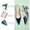 C.Paravano Kitten Heels for Women | Low Heel | Slingback Heels for Women | Pointed Pumps Shoes | Closed Toe Sandals(Size 5.5,Navy Heel)