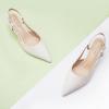 C.Paravano Slingback Flats | Pointed Toe Flats | Slingback Sandals | Women’s Slingback Dress Shoes | Adjustable Buckle Sandals(Off-white)