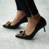C.Paravano Women’s Pumps | Women Heels Closed Toe | Pumps Shoes Women | Chic Pointed Toe Design | Comfort Heels(Black,Size 9)