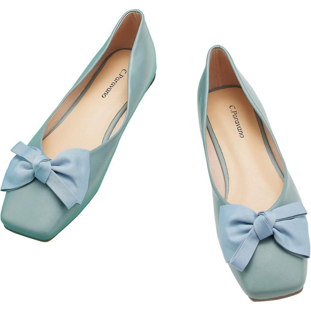 image:imageCPARAVANO Womens Flats I Square Toe Shoes for Women I Blue Flat Shoes I Womens Leather Shoes I Flat Shoes Women Size 39Blue