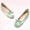 C.Paravano Ballet Flats | Square Toe Shoes | Bow Slip Ons | Ballet Shoes for Women | Dressy Flats for Women (Size 6.5,Light Green)