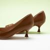 C.Paravano Womens Designer Pumps | Kitten Heels for Women | Low Heel Pumps | Heels for Women | Women Shoes Dressy(Brown)