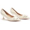 C.Paravano Womens Designer Pumps | Kitten Heels for Women | Low Heel Pumps | Heels for Women | Women Shoes Dressy(White Smooth)