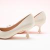 C.Paravano Womens Designer Pumps | Kitten Heels for Women | Low Heel Pumps | Heels for Women | Women Shoes Dressy(White Smooth)