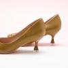 C.Paravano Women’s Pumps | Kitten Heels | Leather Pumps | Party Heels (C-Straw, Size 8.5)