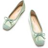 C.Paravano Ballet Flats | Square Toe Shoes | Bow Slip Ons | Ballet Shoes for Women | Dressy Flats for Women (Size 6.5,Light Green)